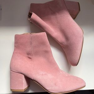 pink suede booties